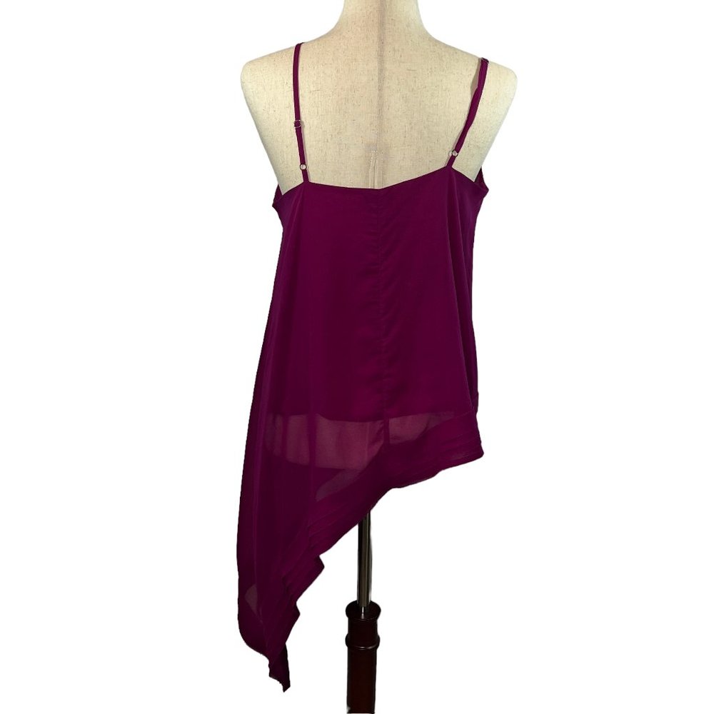 BUFFALO by David Bitton Raspberry Asymmetrical Chiffon Tank Top Size S - Picture 3 of 14